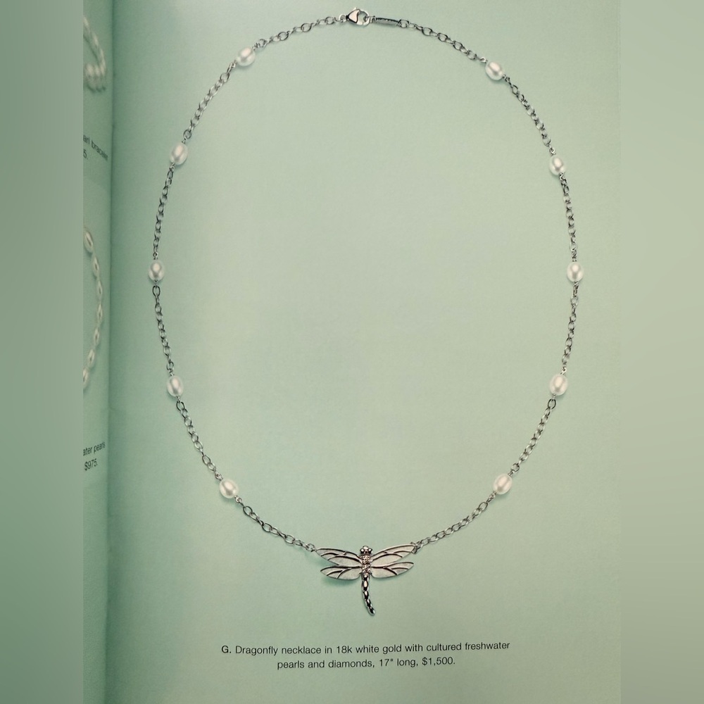 2004 Tiffany & Co. Dragonfly Necklace in 18k with Pearls & Diamonds 18" - Picture 8 of 10